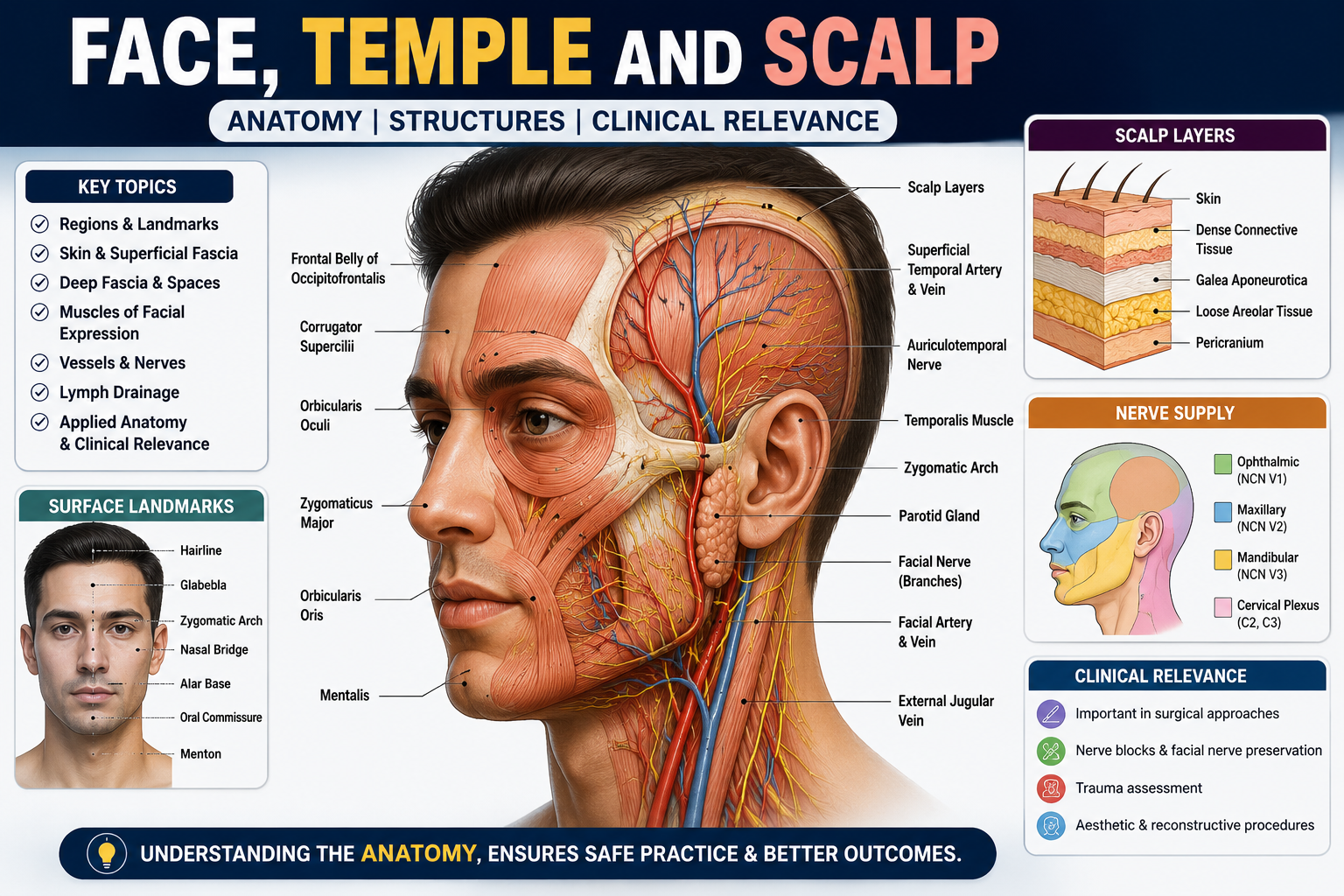 Anatomy of face,scalp and temple